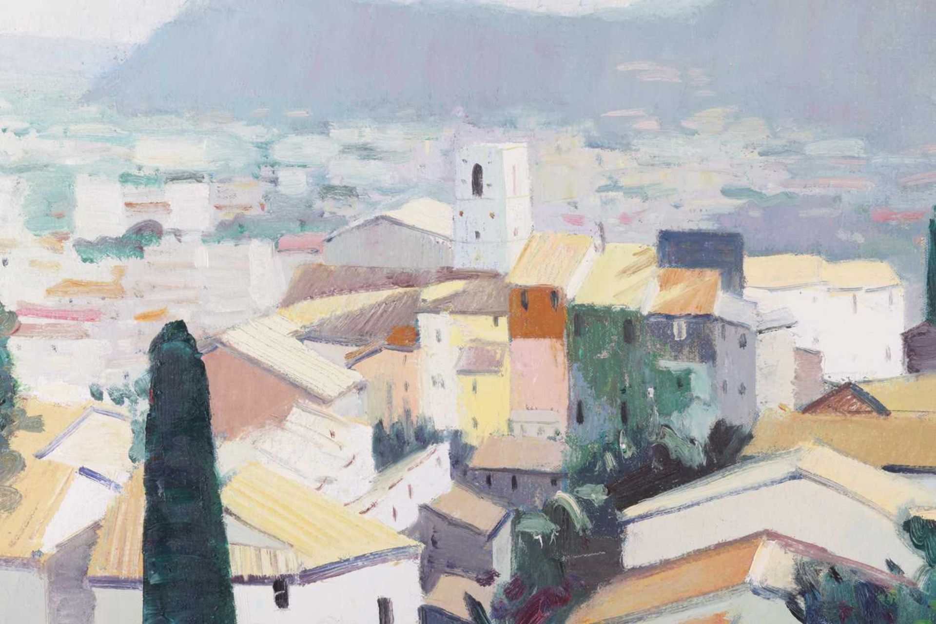 John Kingsley (b.1956), 'Dusk Hyères', signed 'Kingsley' (lower left), artist's label verso, oil on  - Image 6 of 9