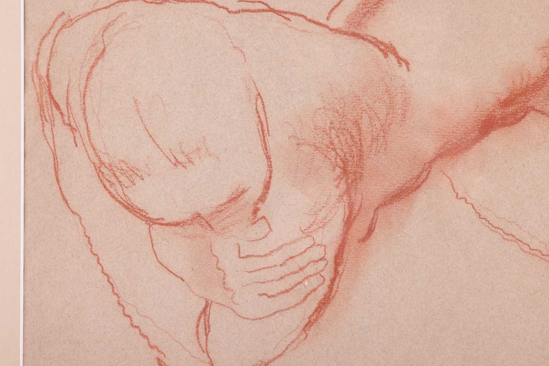 Frank Dobson (1886 - 1963), Recumbent Nude Facing Down, unsigned, red chalk and pastel, 28.5 x 39 cm - Image 3 of 7