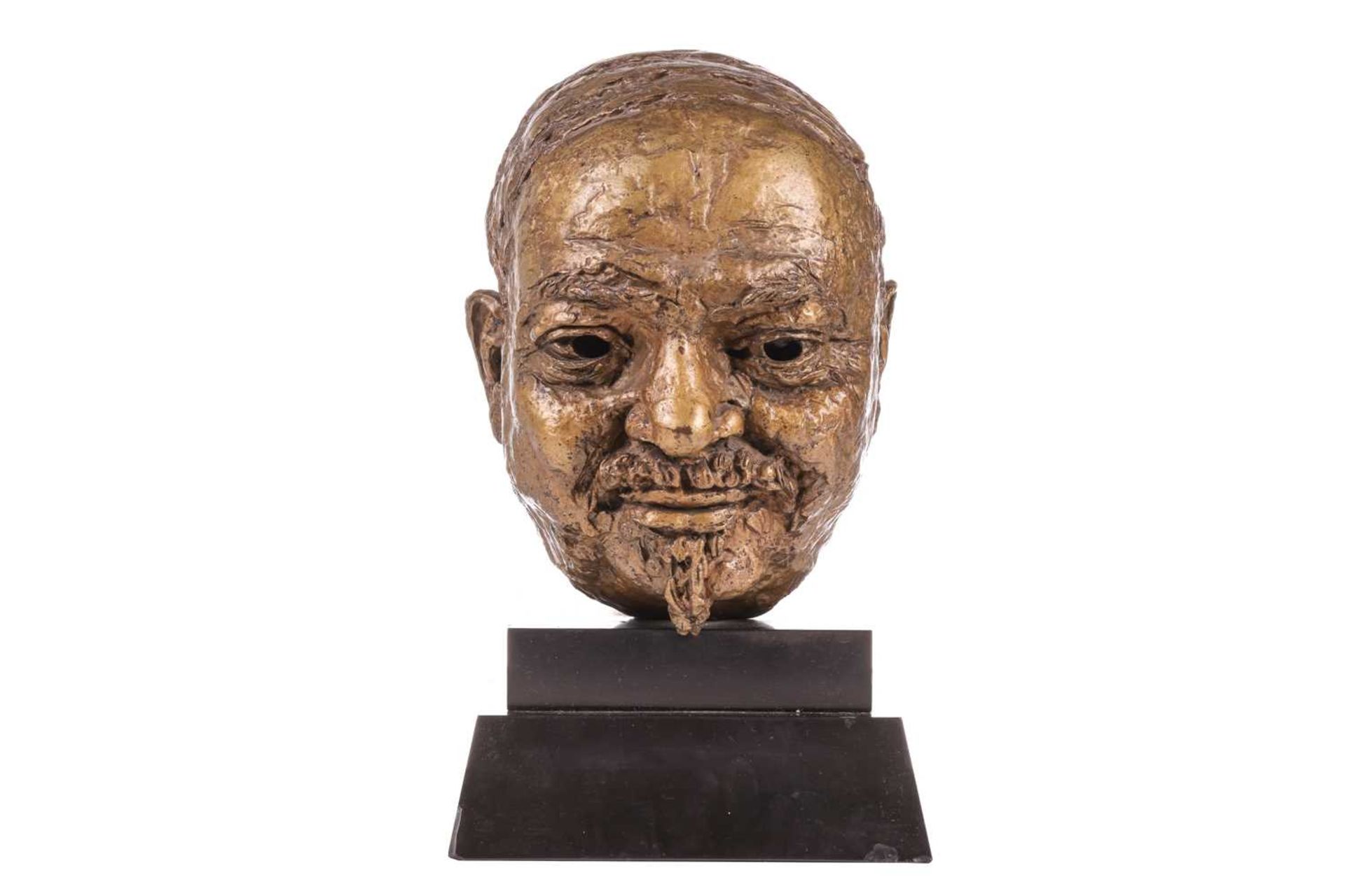 Sir Jacob Epstein (1880-1959), Head of Ivan Maisky, gold patina bronze, 26 cm high, on a slate base, - Image 3 of 9