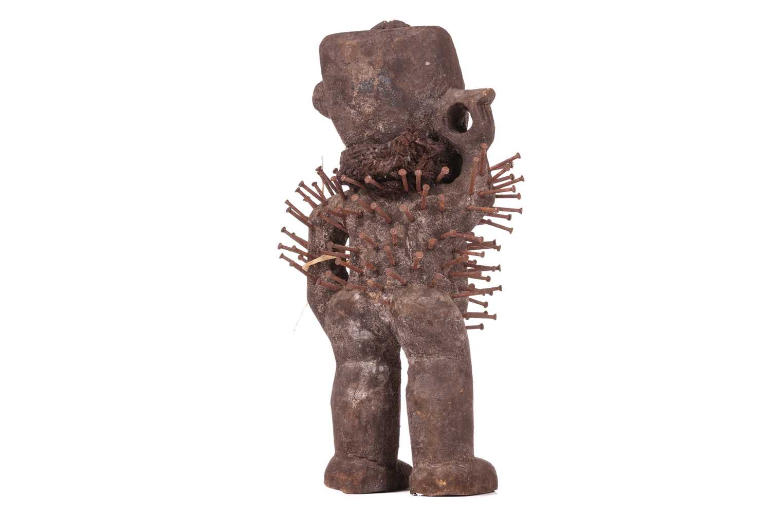 A small Bakongo nail fetish standing figure, 20th century, 22 cm high. - Image 2 of 7