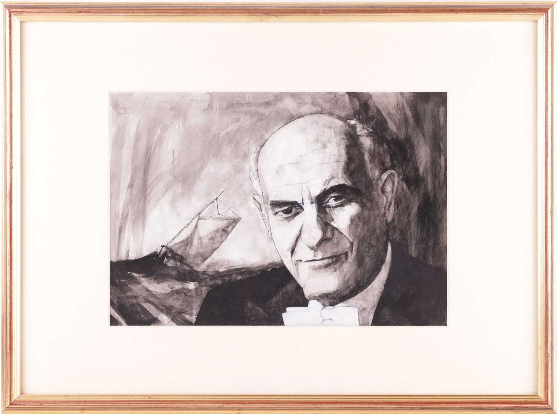 Barry Fantoni (b.1940), Portrait of Georg Solti, unsigned, pen and ink with bodycolour, 25 x 36 cm,  - Image 2 of 8
