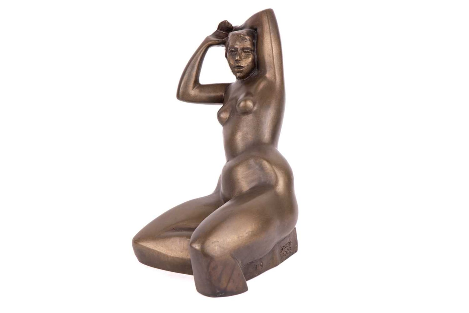 Jacob Epstein (1921-2003) Israeli, an art deco style bronze study of a female nude, signed and numbe - Bild 2 aus 7