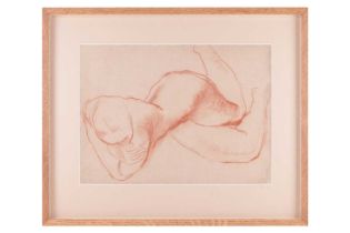 Frank Dobson (1886 - 1963), Recumbent Nude Facing Down, unsigned, red chalk and pastel, 28.5 x 39
