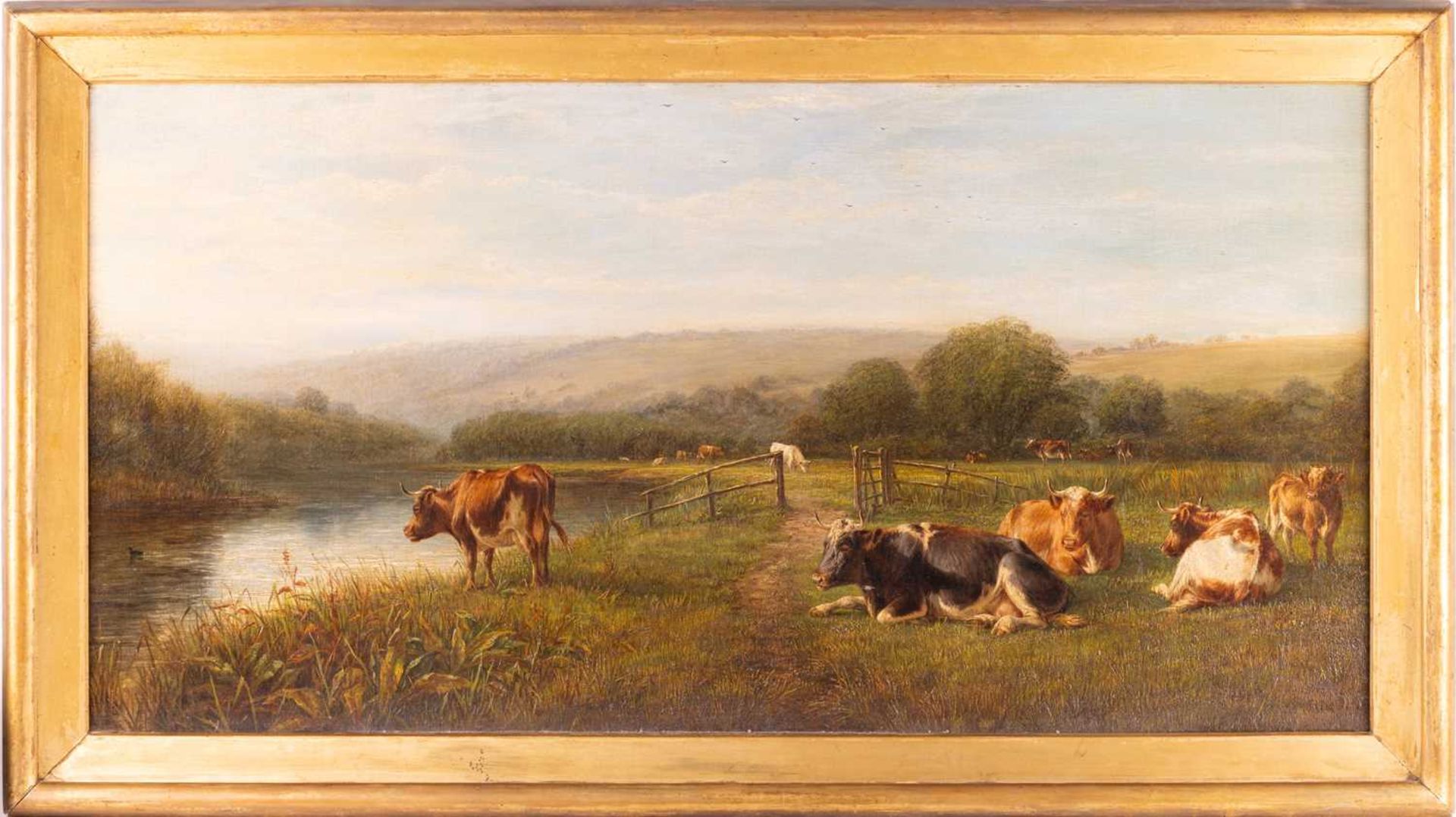 William Luker (1828 - 1905), Landscape with cattle by a river, signed indistinctly 'W. Luker' (lower - Bild 2 aus 23