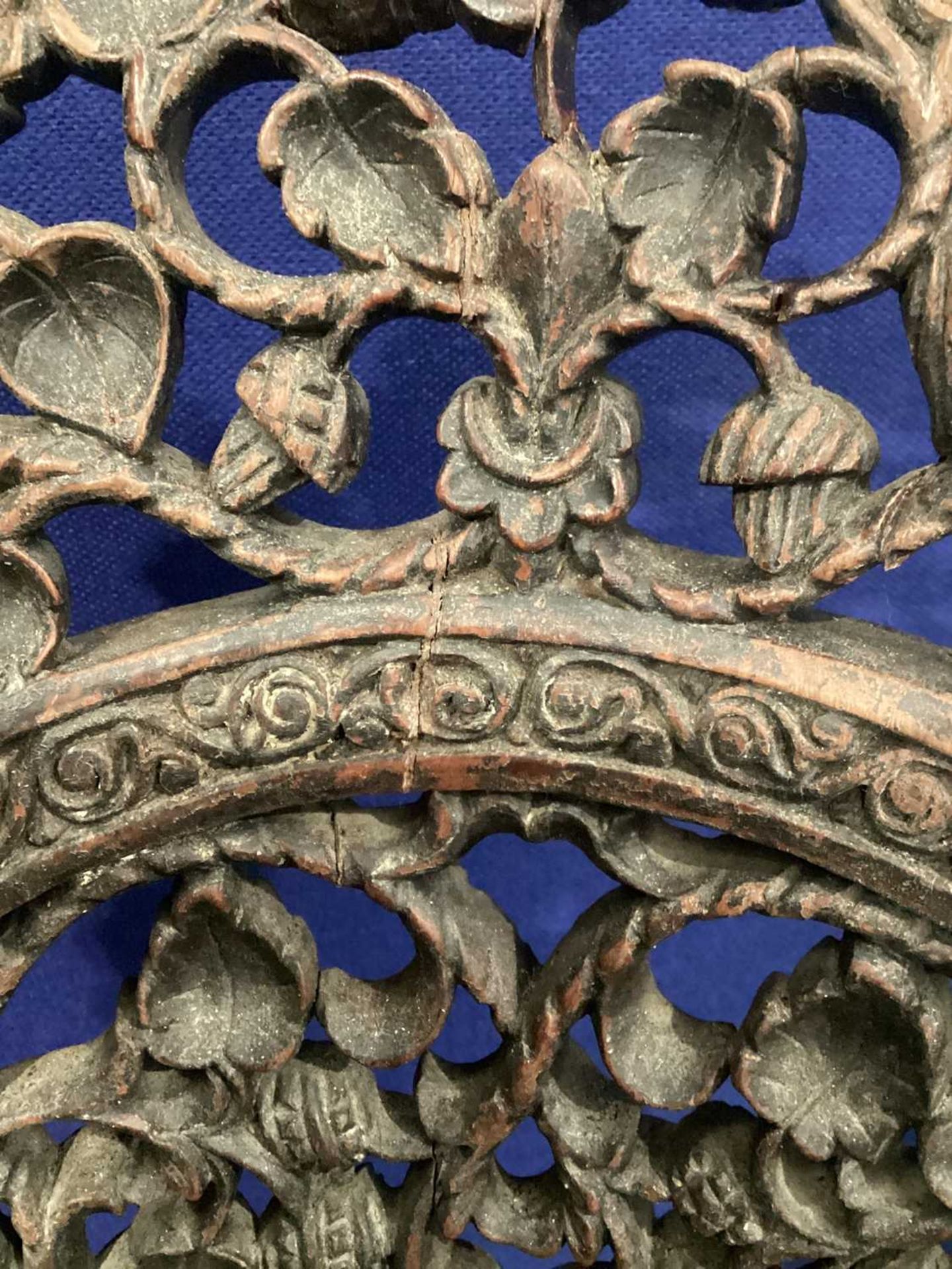A Bombay Presidency carved rosewood arched back armchair, C1860s profusely carved with Indian strawb - Image 8 of 16
