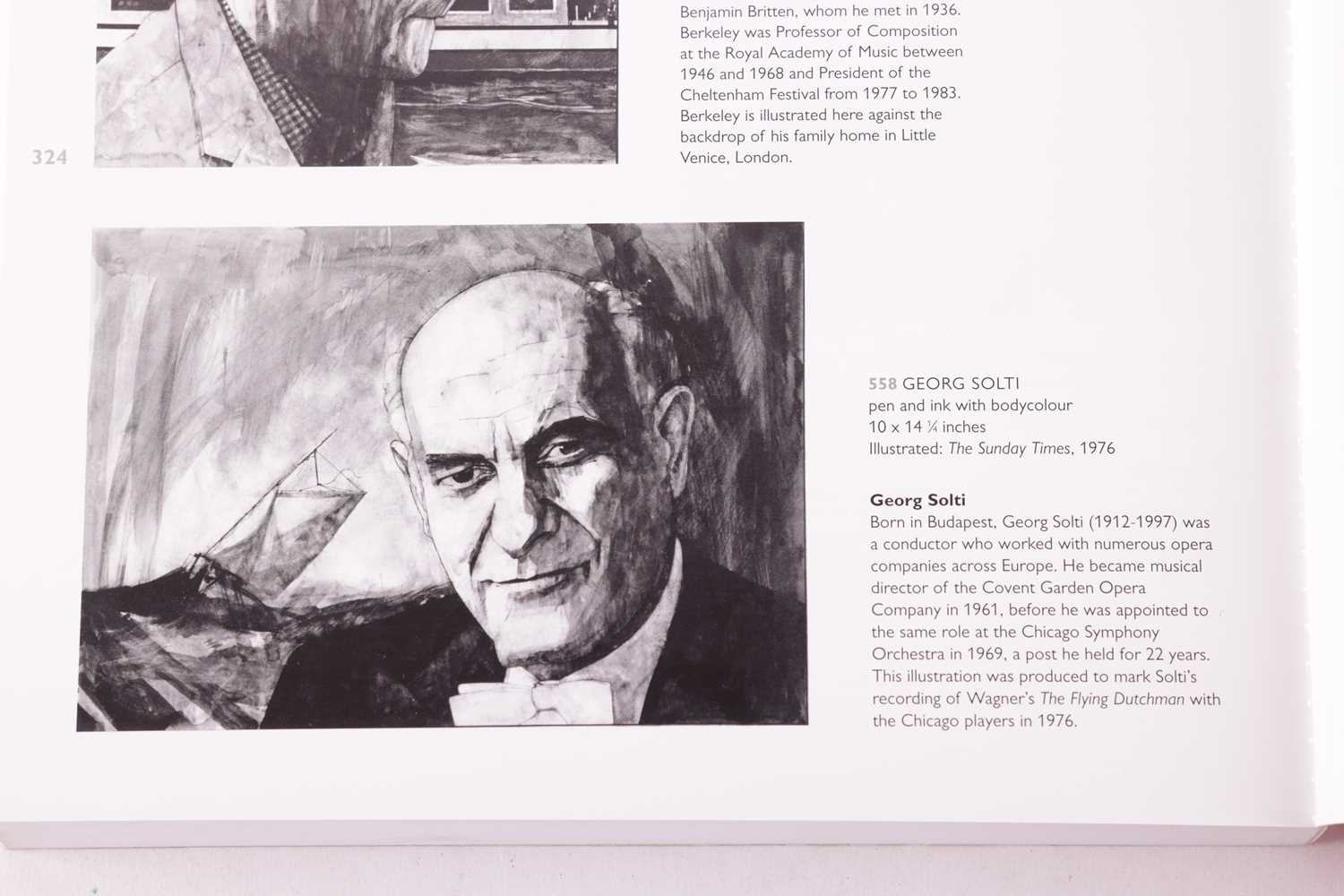 Barry Fantoni (b.1940), Portrait of Georg Solti, unsigned, pen and ink with bodycolour, 25 x 36 cm,  - Image 7 of 8