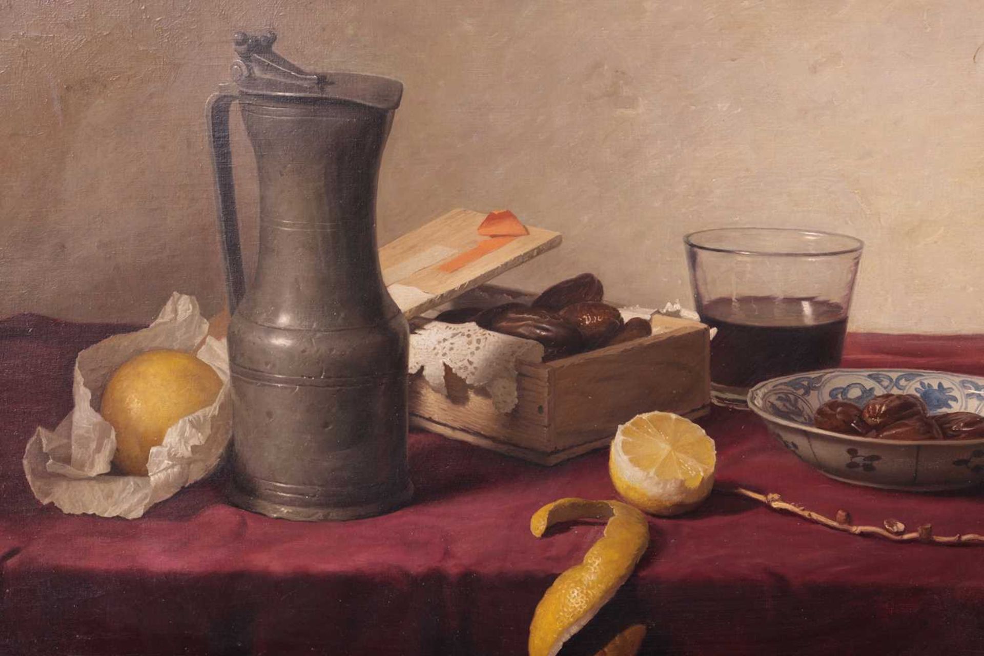 Johannes Hendrik Eversen (Dutch 1906 - 1995), Still life with pewter flagon, fruit, glass and bowl,  - Image 5 of 11