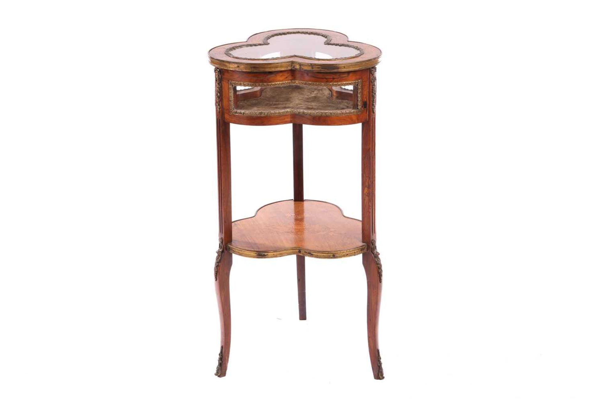 A Napoleon III walnut and marquetry "Club" shaped bijouterie table, with gilt metal mounts throughou - Image 6 of 6
