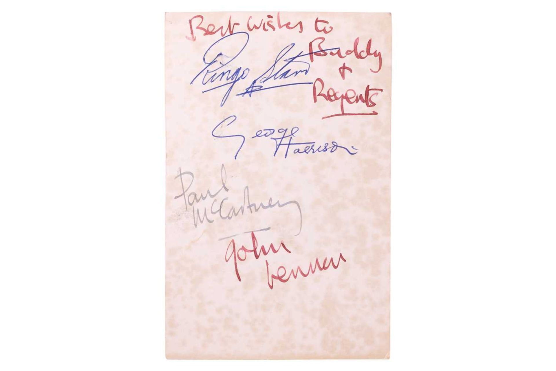 The Beatles: an original black and white signed postcard, early 1960s, with dedication verso in John - Image 3 of 7