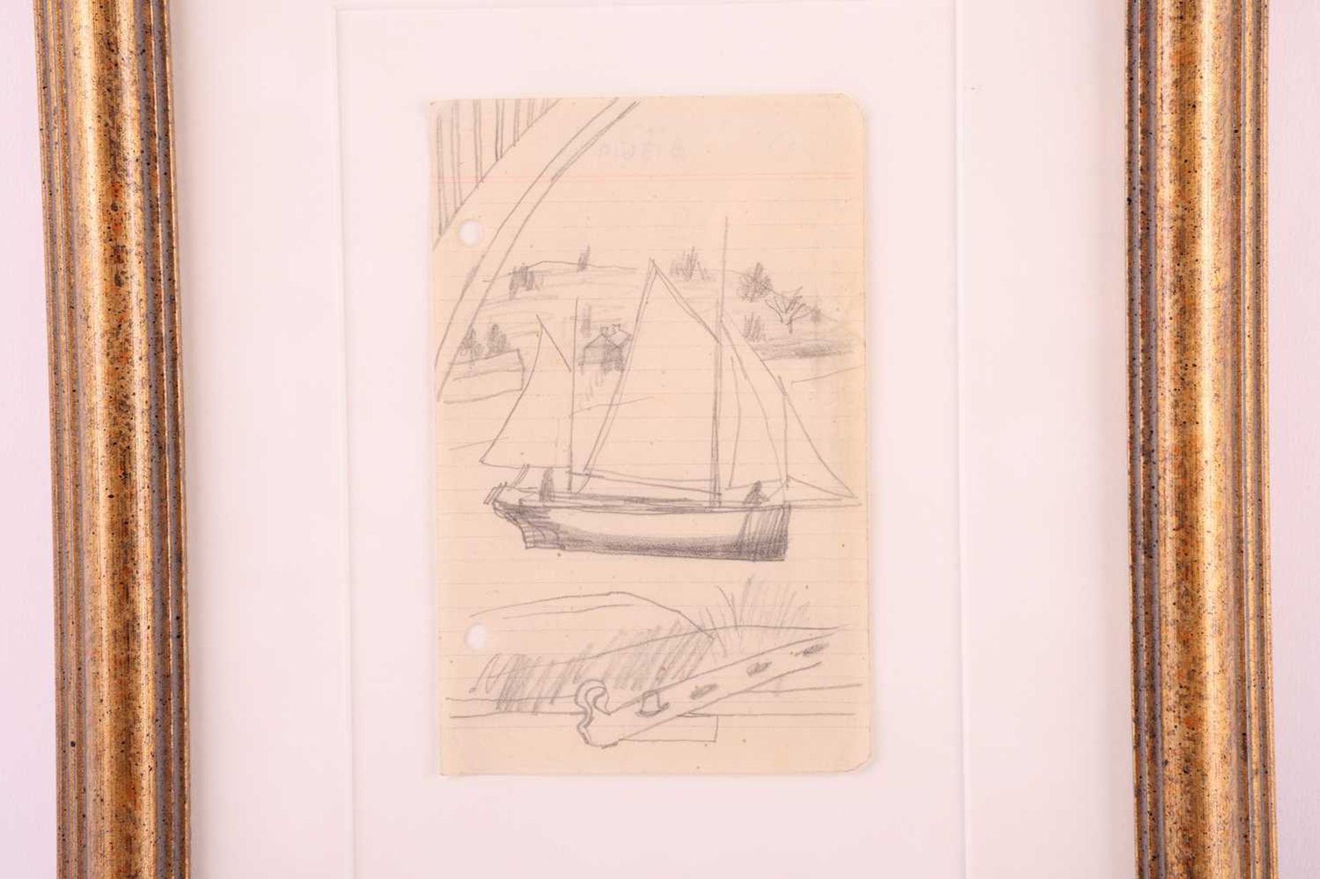 Ben Nicholson (1894-1982), Sailing boat through a window, Isle of Wight, unsigned, pencil on notepap - Bild 3 aus 6