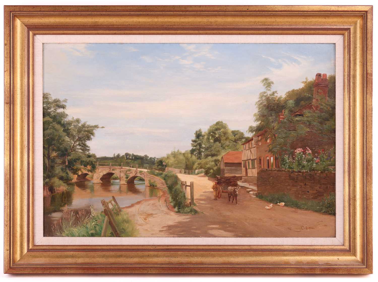 Charles Low (1840 - 1906), The Village Ford, Eashing, Surrey, signed, oil on canvas, 32.5 x 49 cm, f - Image 2 of 8