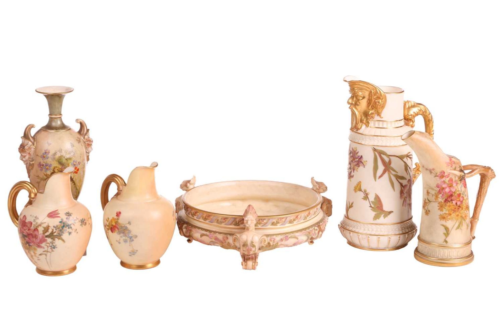 A collection of late 19th /early 20th century Royal Worcester "Stained Ivory, Blush Ivory and Vellum