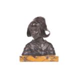 Ruth Milles (1873-1941), Head of a Breton Girl, patinated bronze on a marble base, signed verso, 16 