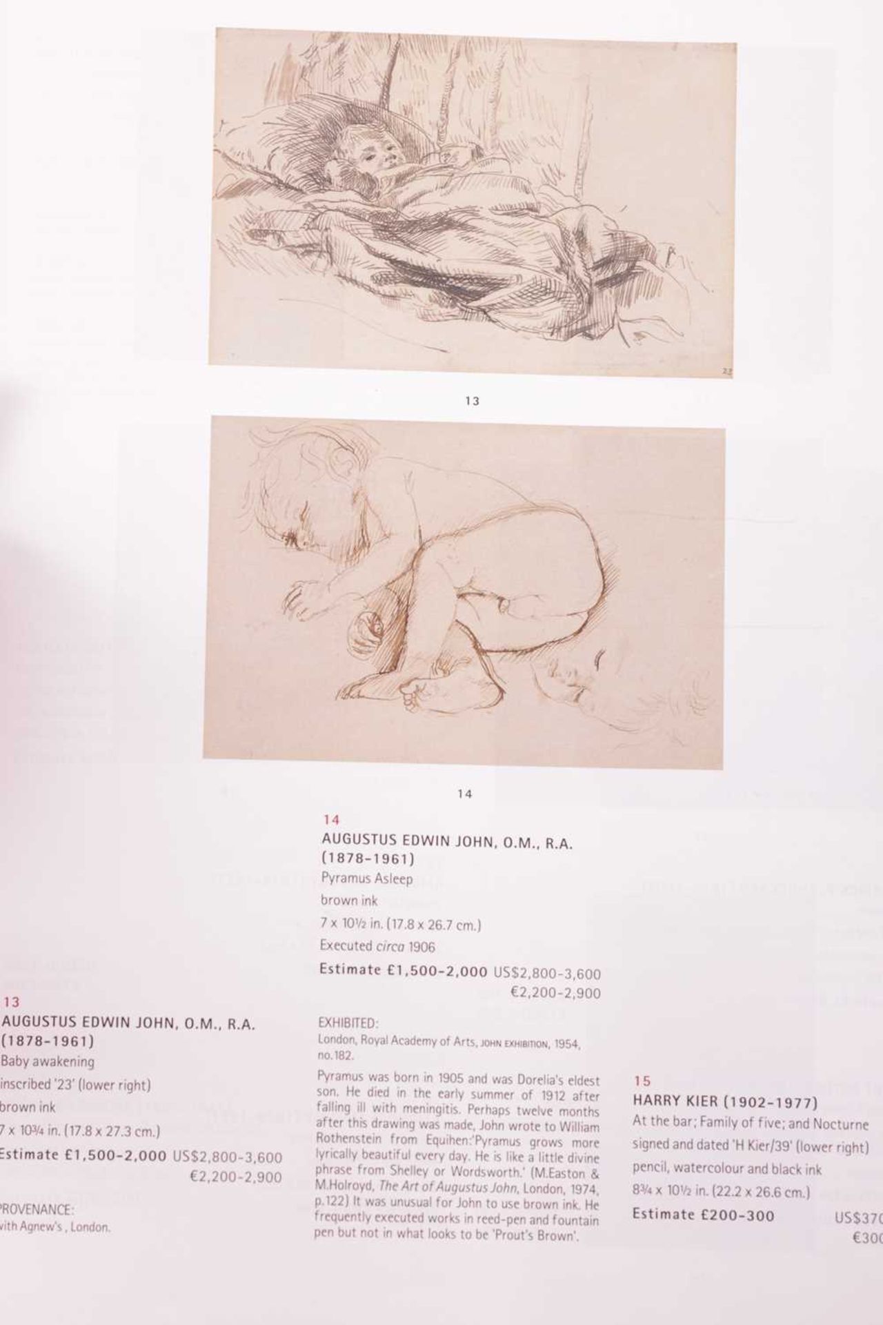 Augustus John (1878-1961), 'Pyramus Asleep', unsigned, pen and ink, 17cm x 26cm, framed and glazed 3 - Image 9 of 10