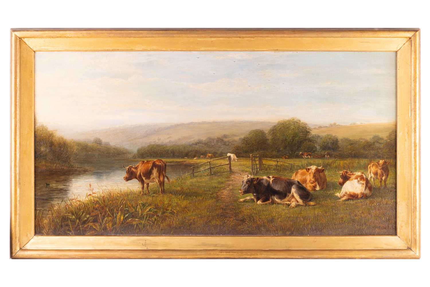William Luker (1828 - 1905), Landscape with cattle by a river, signed indistinctly 'W. Luker' (lower