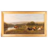 William Luker (1828 - 1905), Landscape with cattle by a river, signed indistinctly 'W. Luker' (lower