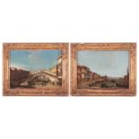 Venetian School (18th Century), A pair of Venetian landscapes: The Rialto Bridge from the south and 