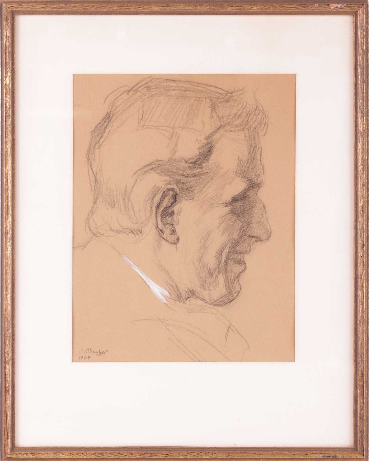 Carl Bantzer (German,1857-1941), Profile portrait of a Gentleman, signed and dated 'C. Bantzer 1904' - Bild 2 aus 6