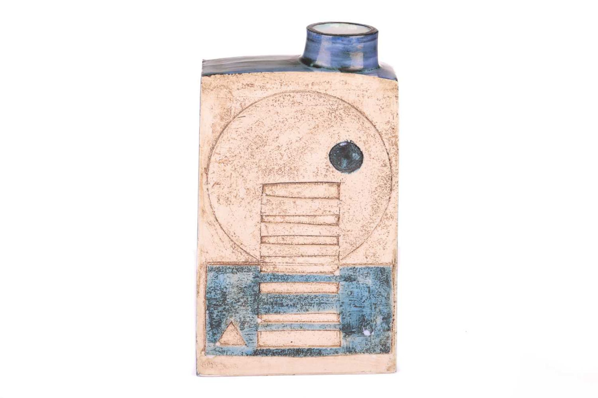 A Troika chimney vase by Anne Lewis, painted in colours, 19.5 cm high x 11 cm wide, artist monogram  - Image 5 of 13