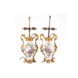 A pair of 18th-century style Meissen porcelain baluster vases, late 19th century each with ormolu mo