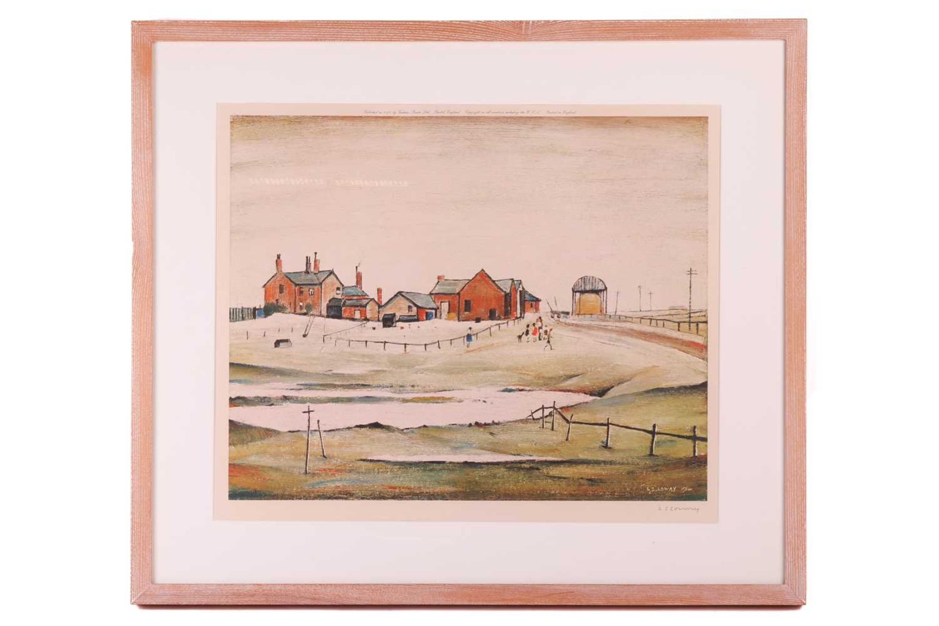 Laurence Stephen Lowry (1887 - 1976), 'Landscape with Farm Buildings', limited edition print signed 