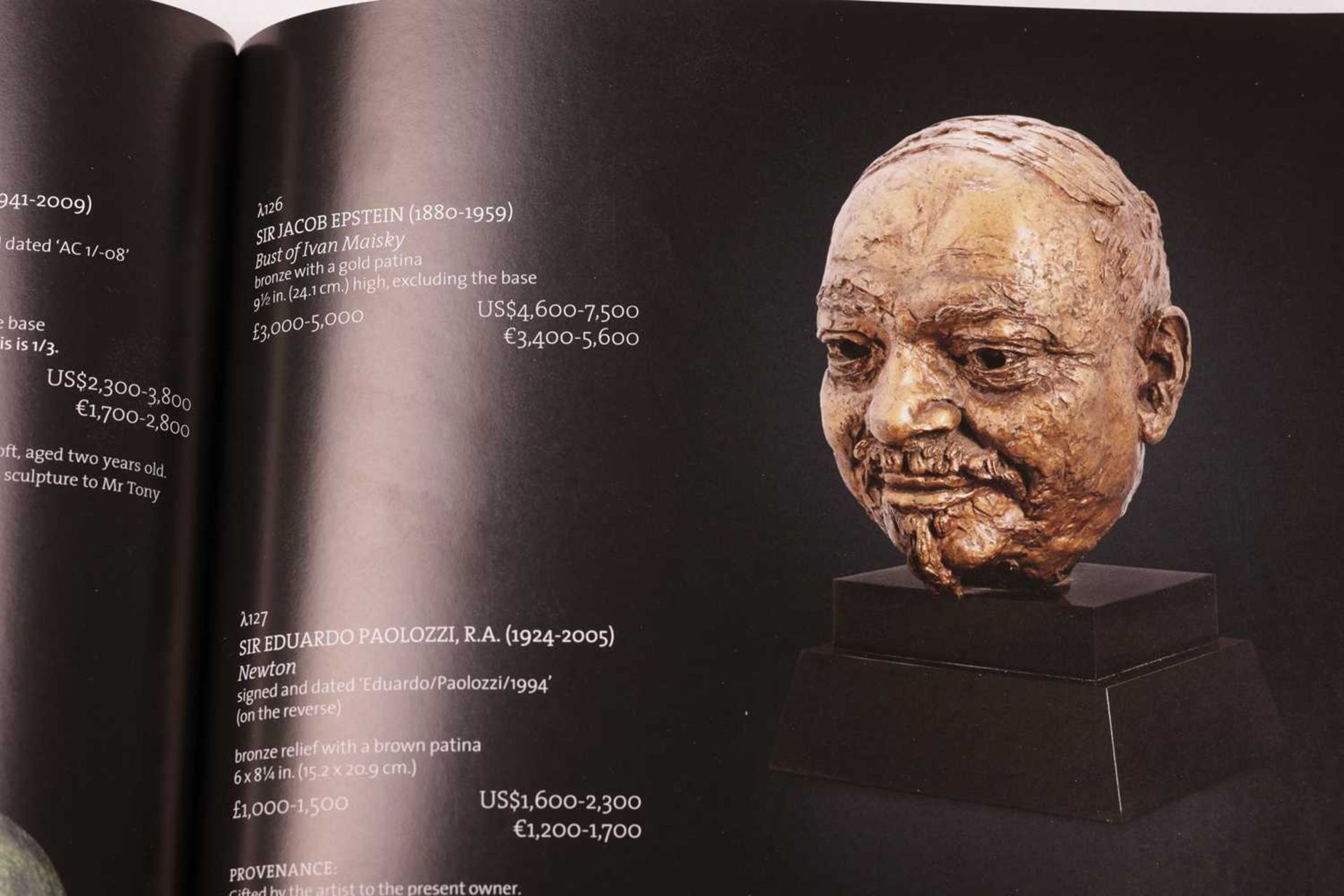 Sir Jacob Epstein (1880-1959), Head of Ivan Maisky, gold patina bronze, 26 cm high, on a slate base, - Image 7 of 9