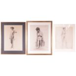 Gaynor Elizabeth Bury (1890 - 1975), Royal Academy Schools study of a standing female nude, inscribe