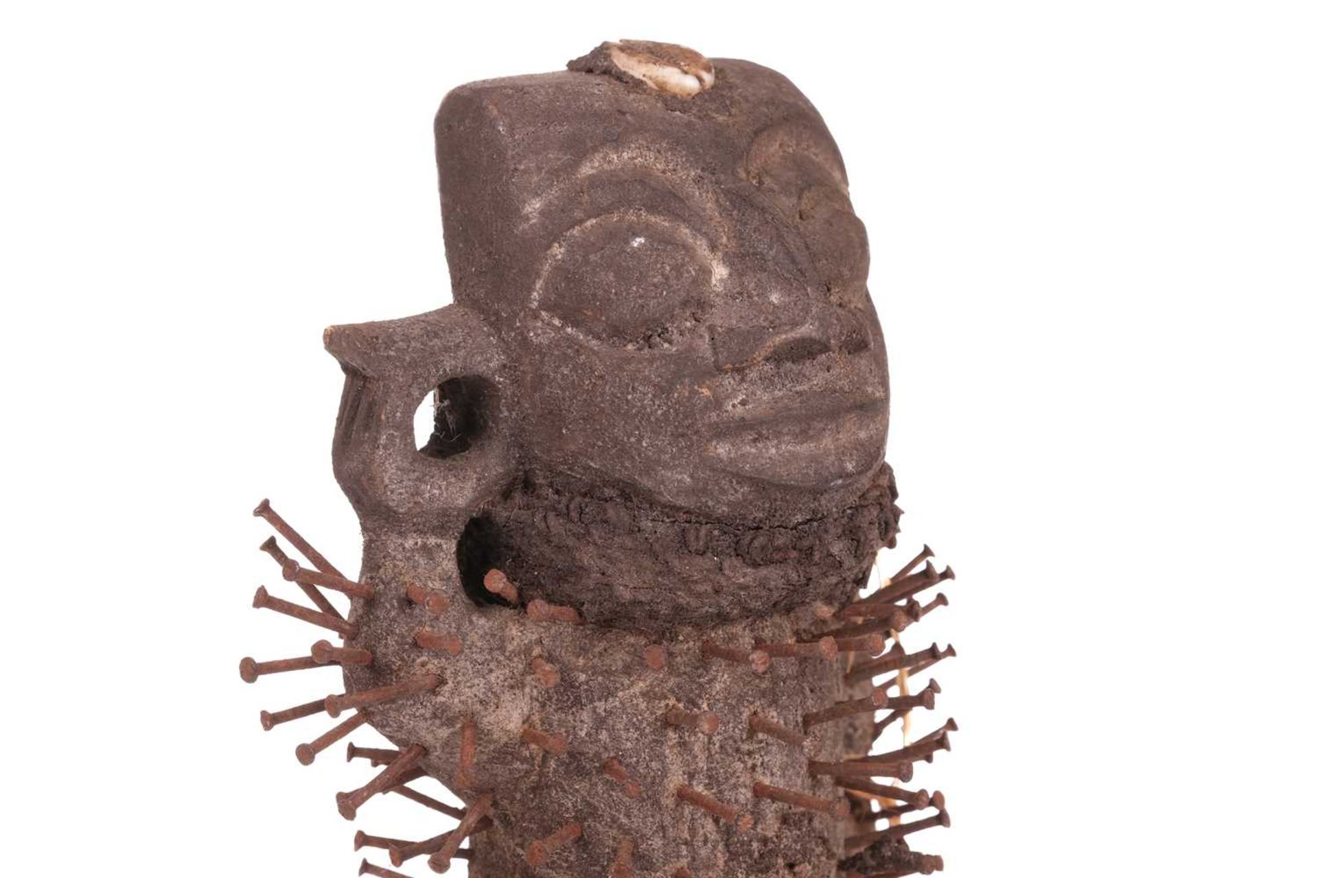 A small Bakongo nail fetish standing figure, 20th century, 22 cm high. - Bild 6 aus 7