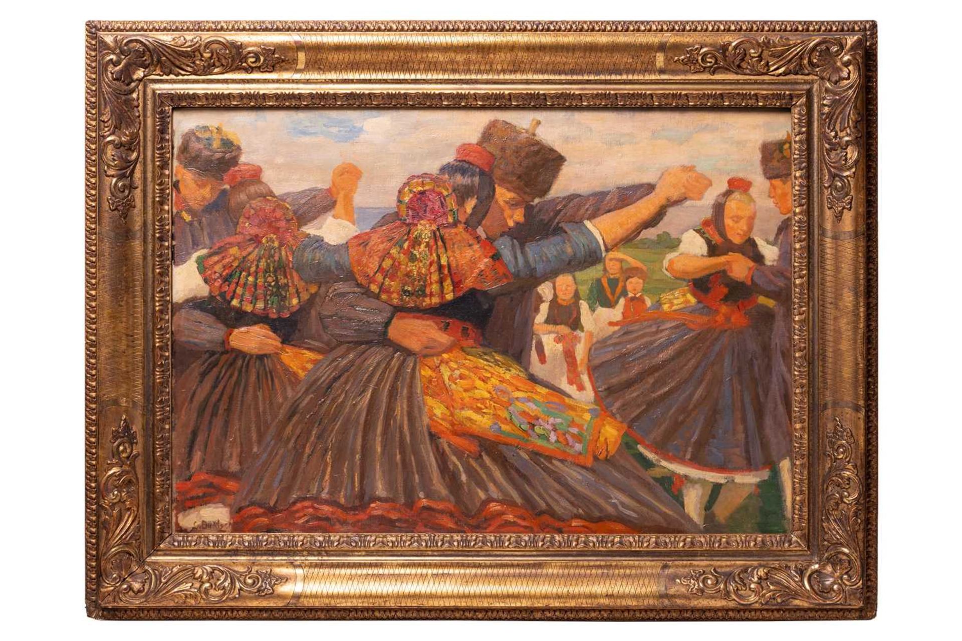 Carl Bantzer (German,1857-1941), Dancing in Schwalm, signed 'C Bantzer' (lower left), oil on canvas,