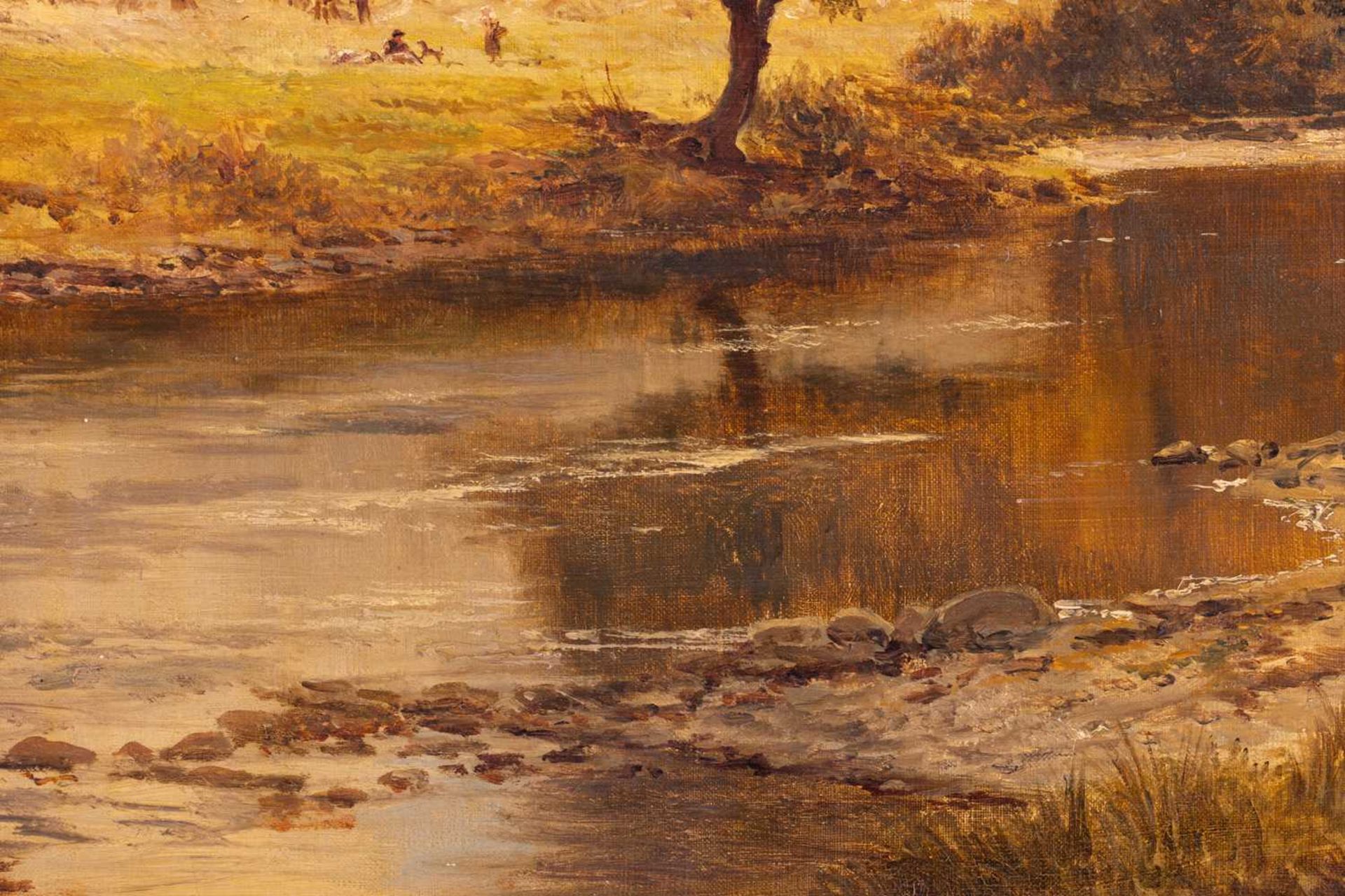 R. Gallon (1845 - 1925), Landscape with a small farmhouse, signed 'R Gallon' (lower right), oil on c - Image 5 of 12