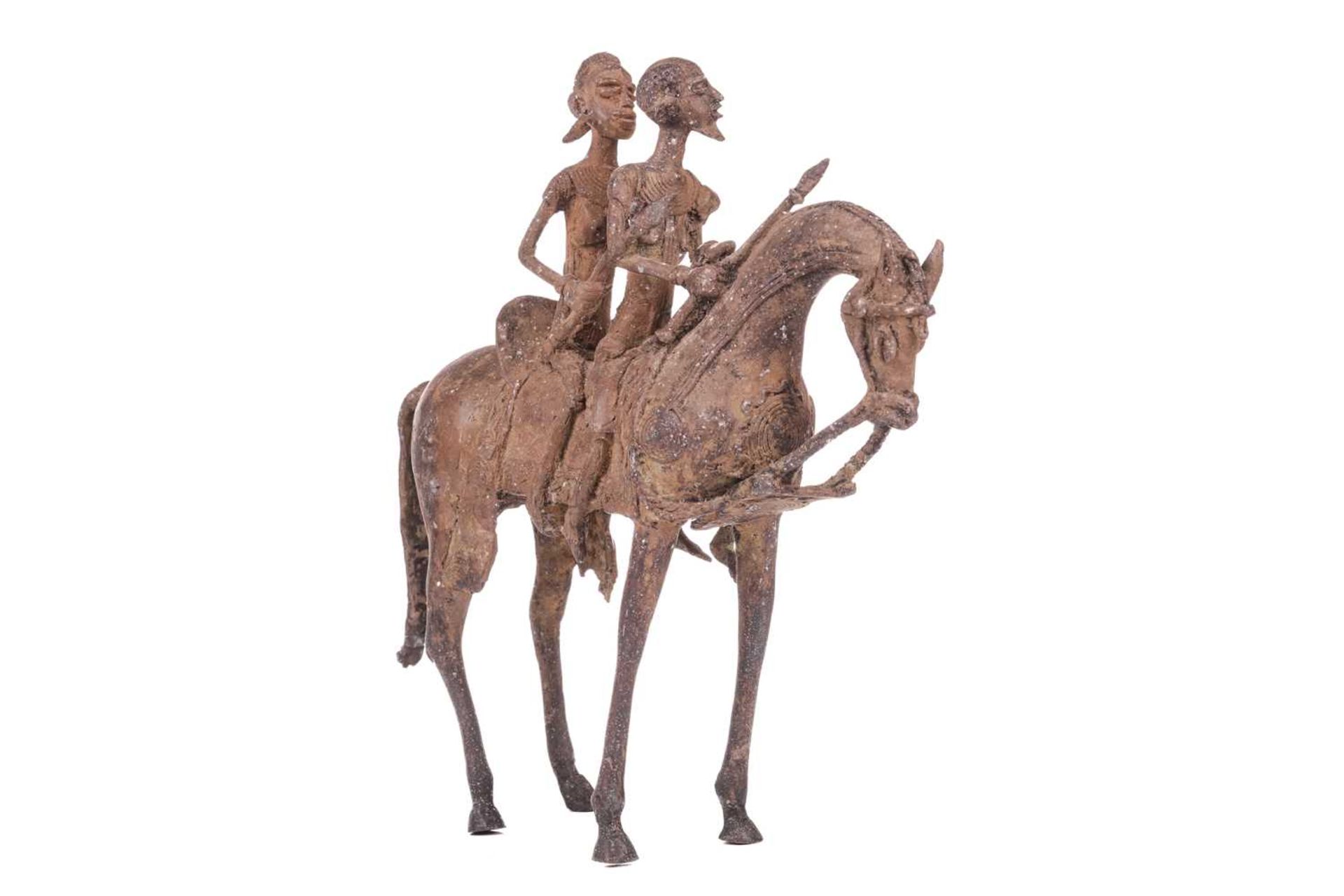 A Dogon copper horse, with two figures, 20th century, 29.5 cm x 31 cm. - Bild 7 aus 7