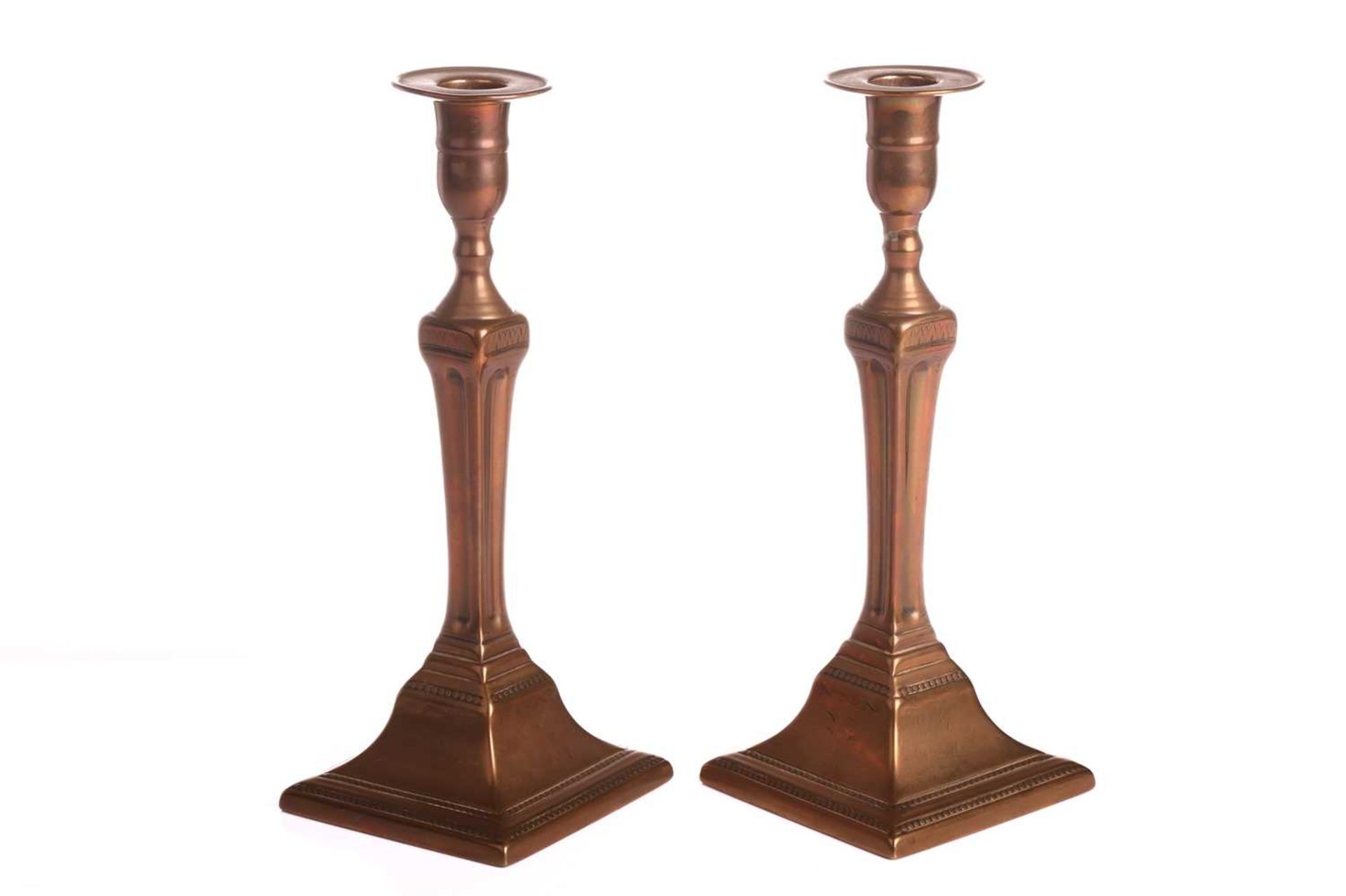 A pair of George III Great Seige of Gibraltar gunmetal candle sticks by T. Warner cast from the cano - Image 4 of 6