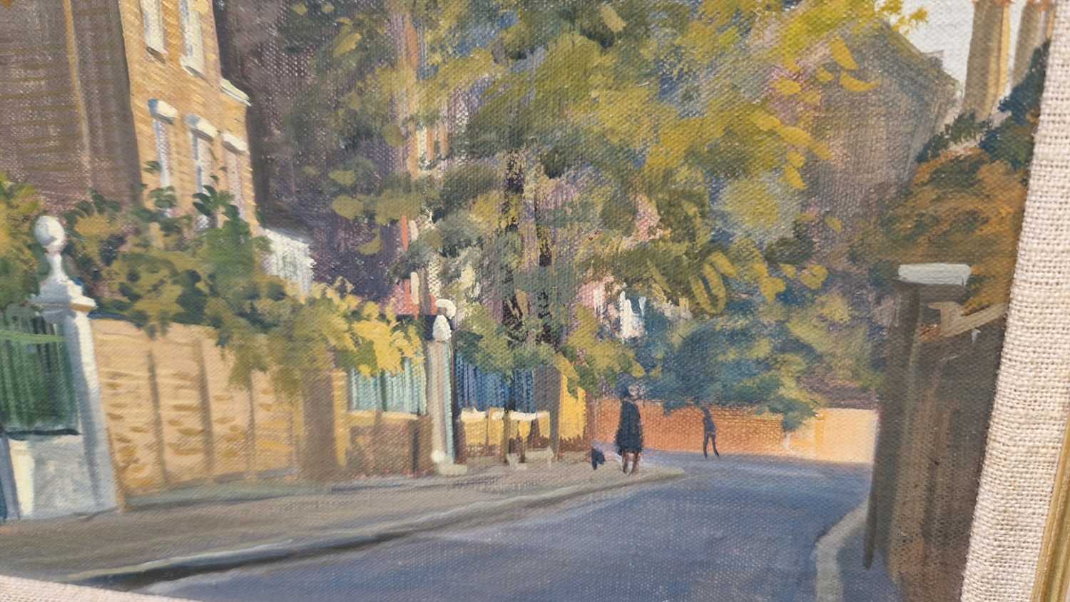 Julian Barrow (British, 1939-2013), Swan Walk, London, signed Julian Barrow (lower right), oil on ca - Image 9 of 10