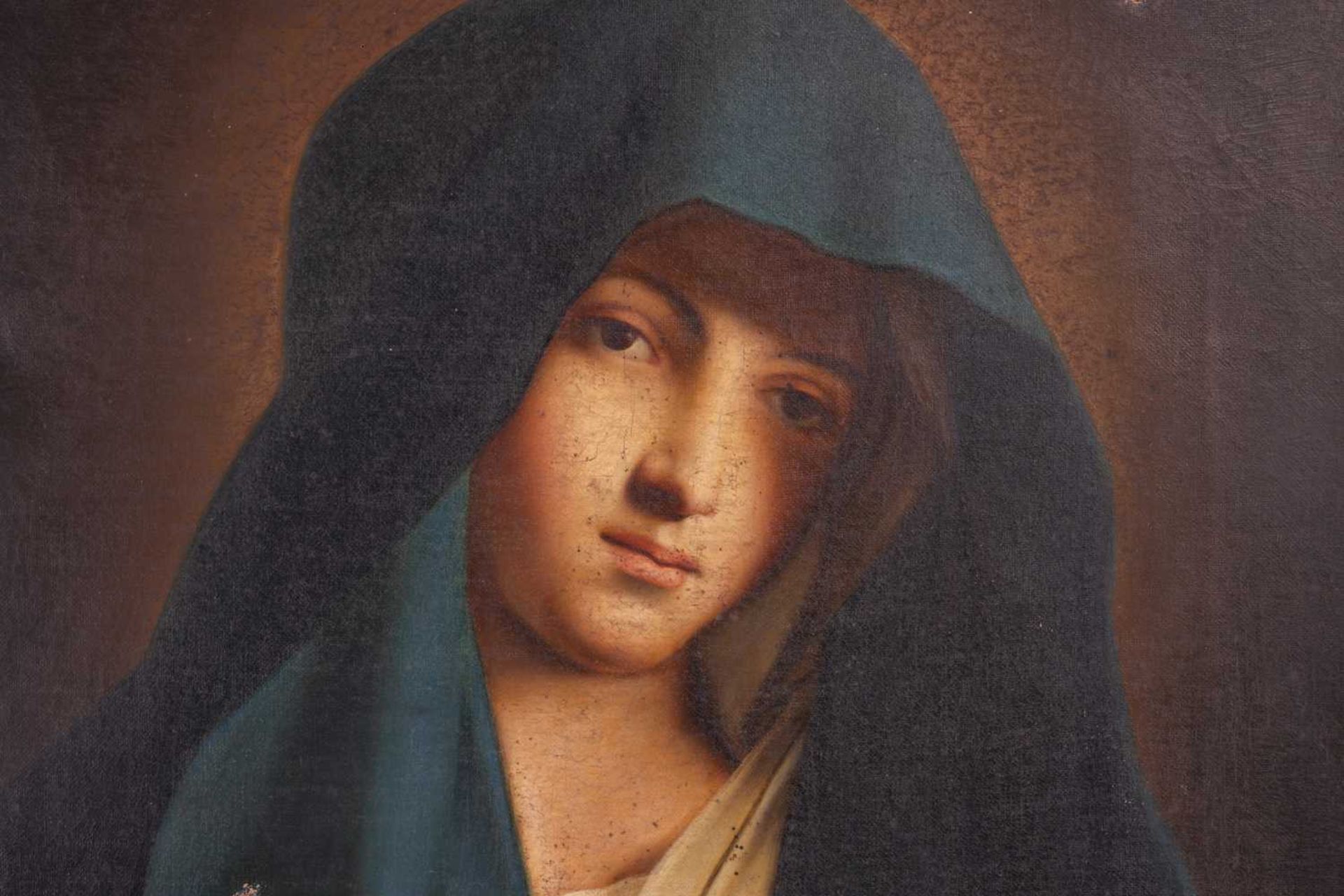 T. Berti of Florence (Italian 19th century), Madonna in Prayer (After Carlo Dolci), inscribed verso, - Image 2 of 10