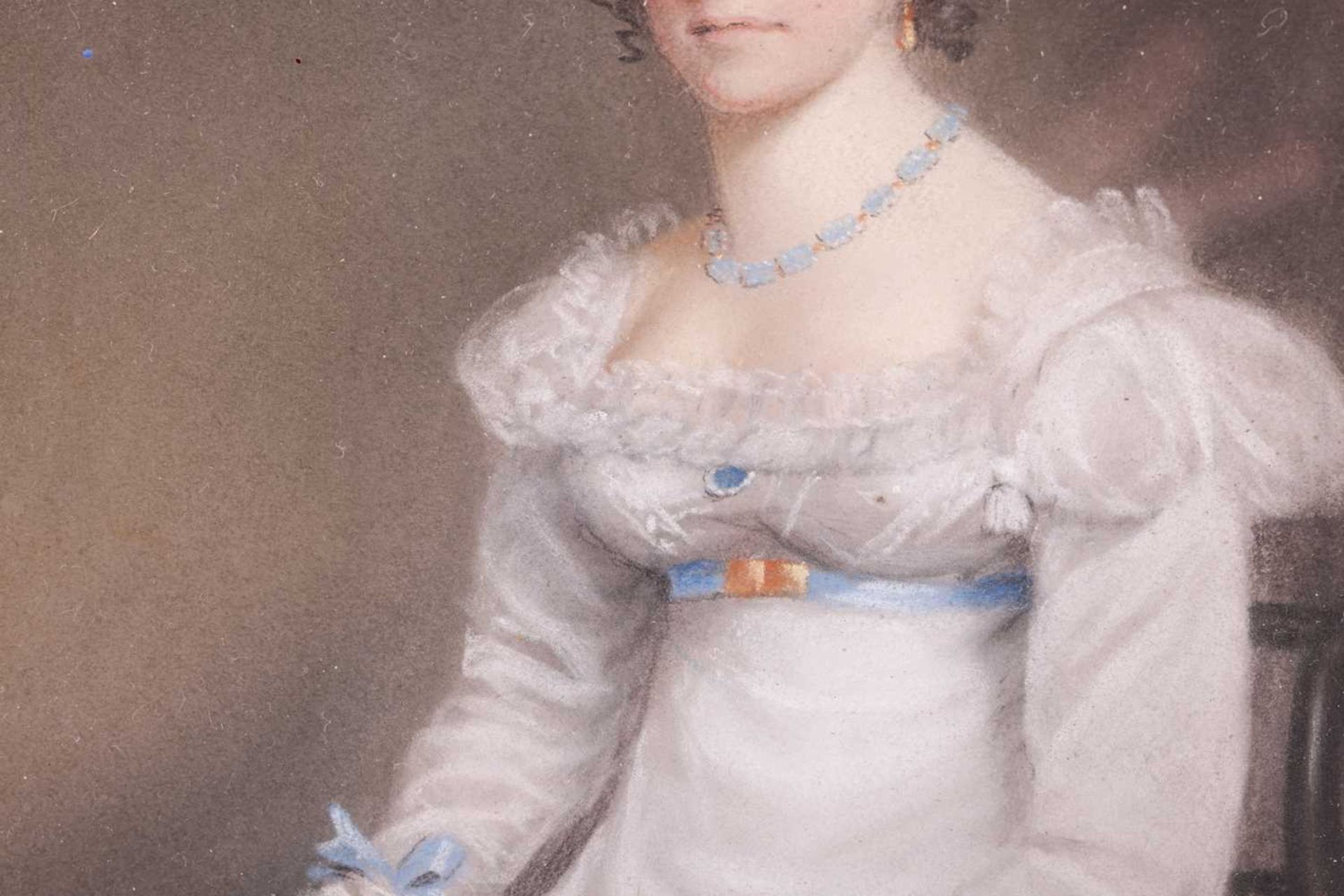 18th century British school, portait of a Lady holding a letter, pastel on paper, 23 cm x 20 cm, gla - Image 6 of 6