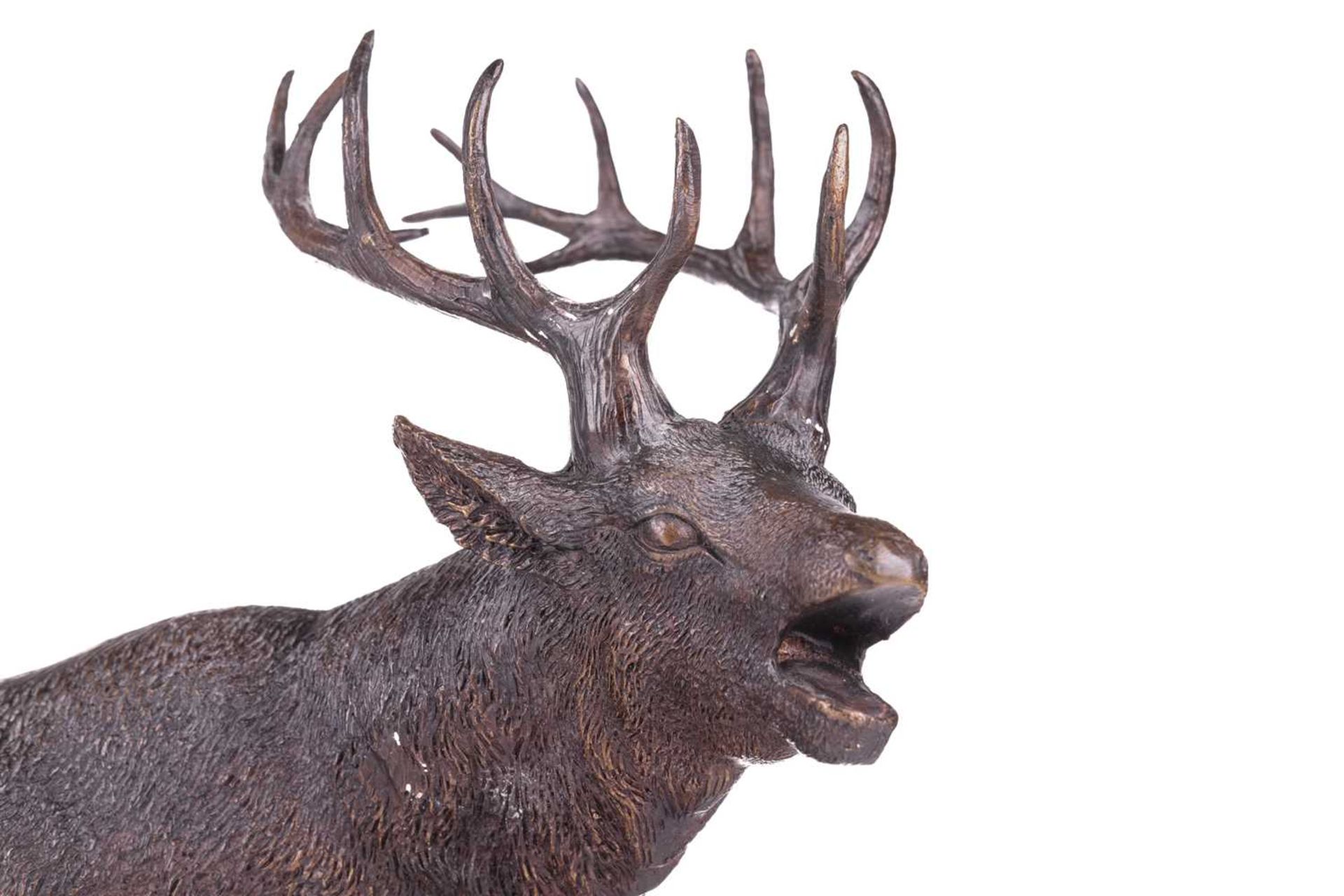 Christophe Fratin (1801 - 1864) French, A barking stag, signed Fratin on the base, bronze, 35.5 cm h - Image 2 of 4
