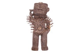 A small Bakongo nail fetish standing figure, 20th century, 22 cm high.