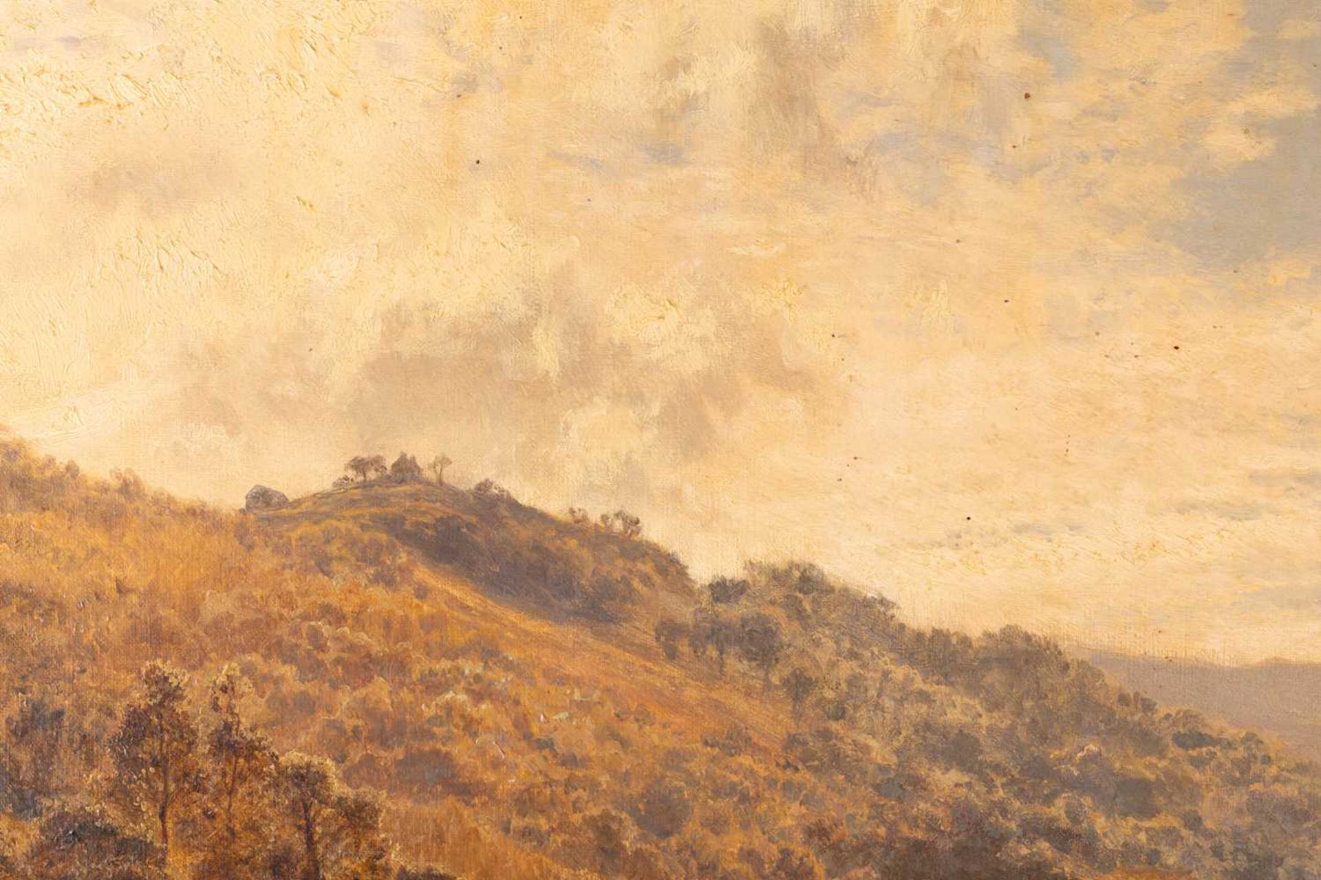 R. Gallon (1845 - 1925), Landscape with a small farmhouse, signed 'R Gallon' (lower right), oil on c - Image 11 of 12
