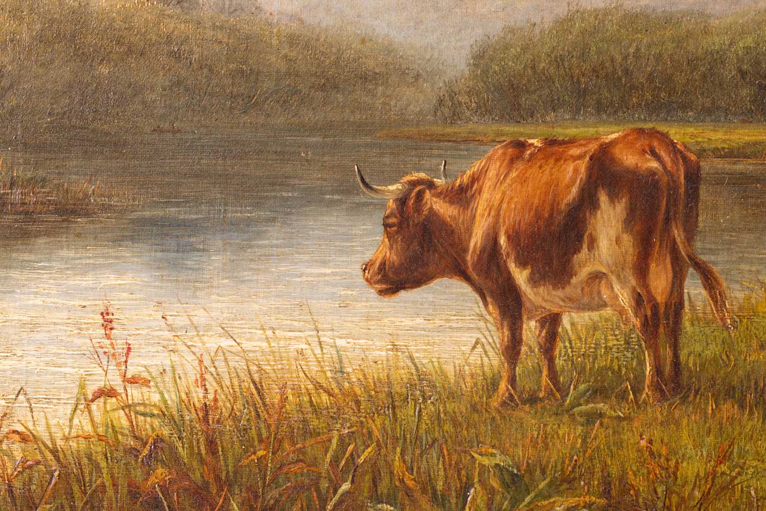 William Luker (1828 - 1905), Landscape with cattle by a river, signed indistinctly 'W. Luker' (lower - Image 7 of 23