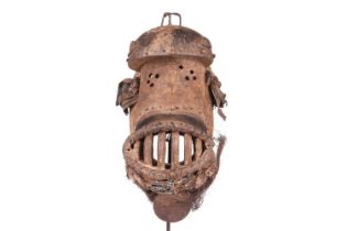 An unusual Bete Nyabwa mask, with turquoise bead decoration, 20th century, 41 cm x 19 cm. NB: