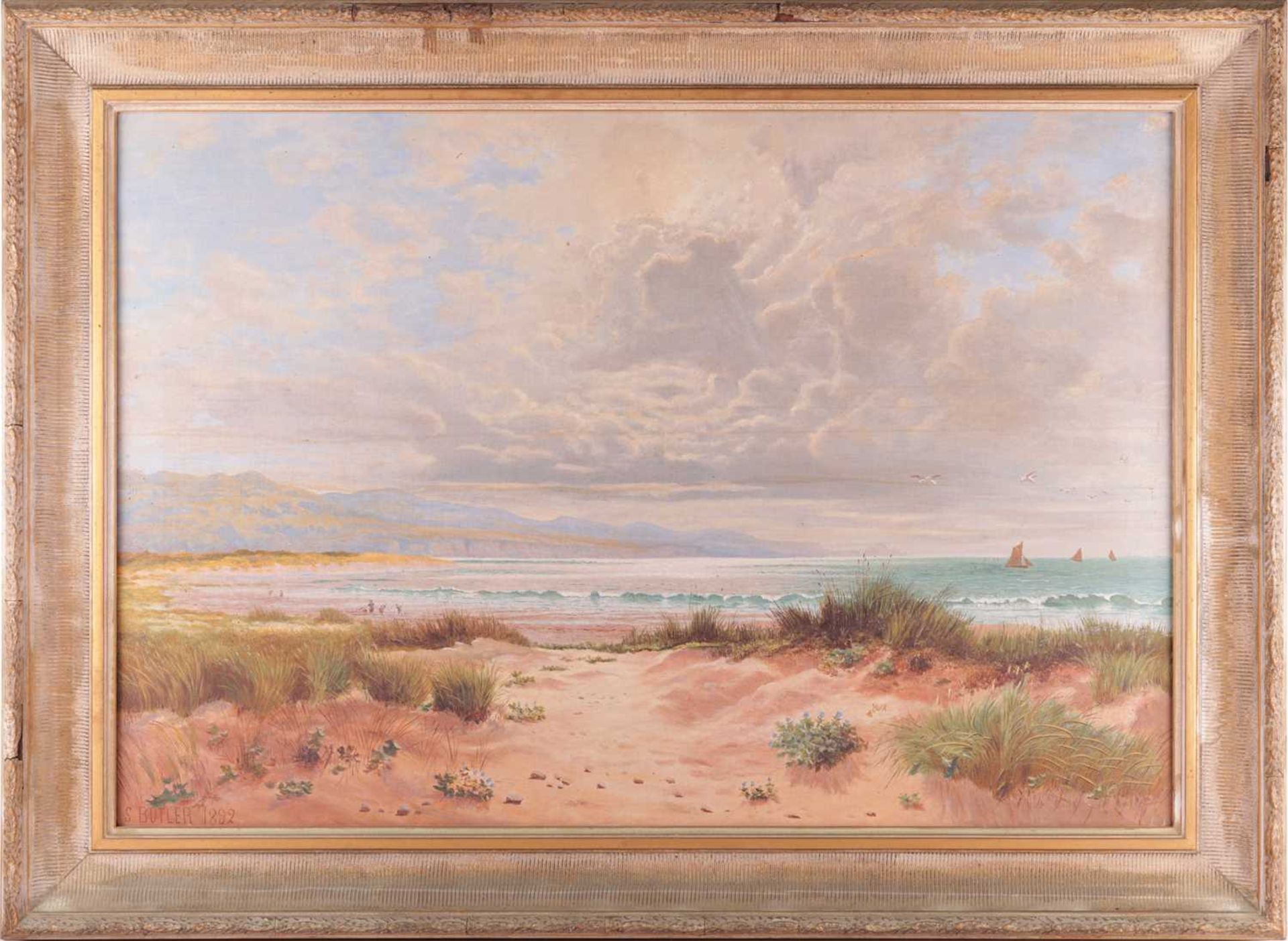 S. Butler (British, 19th century), Coastal Landscape, signed 'S. Bulter 1892' (lower left), oil on c - Image 2 of 14