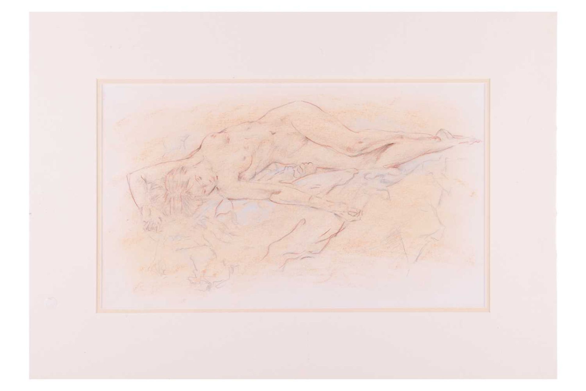 Attributed to Franco Matania (Italian, 1922 - 2006), recumbent female nude, unsigned, pencil and pas