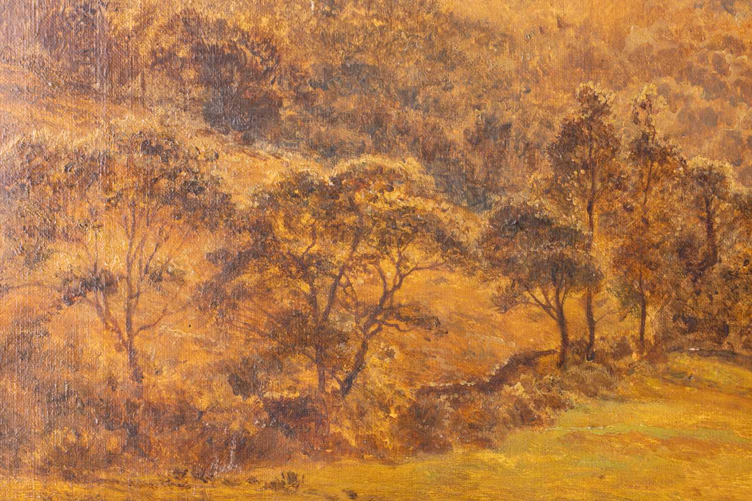 R. Gallon (1845 - 1925), Landscape with a small farmhouse, signed 'R Gallon' (lower right), oil on c - Image 7 of 12