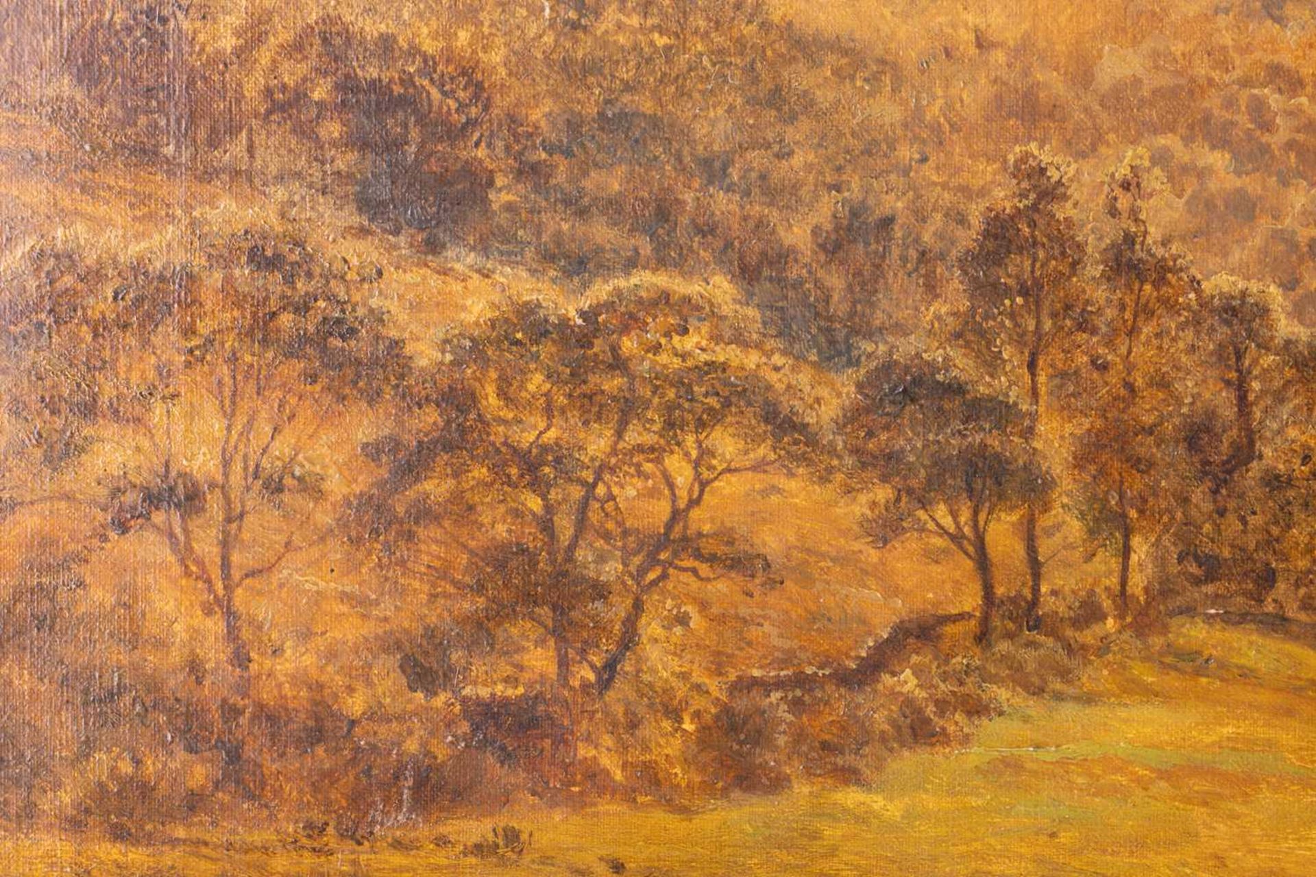 R. Gallon (1845 - 1925), Landscape with a small farmhouse, signed 'R Gallon' (lower right), oil on c - Bild 7 aus 12