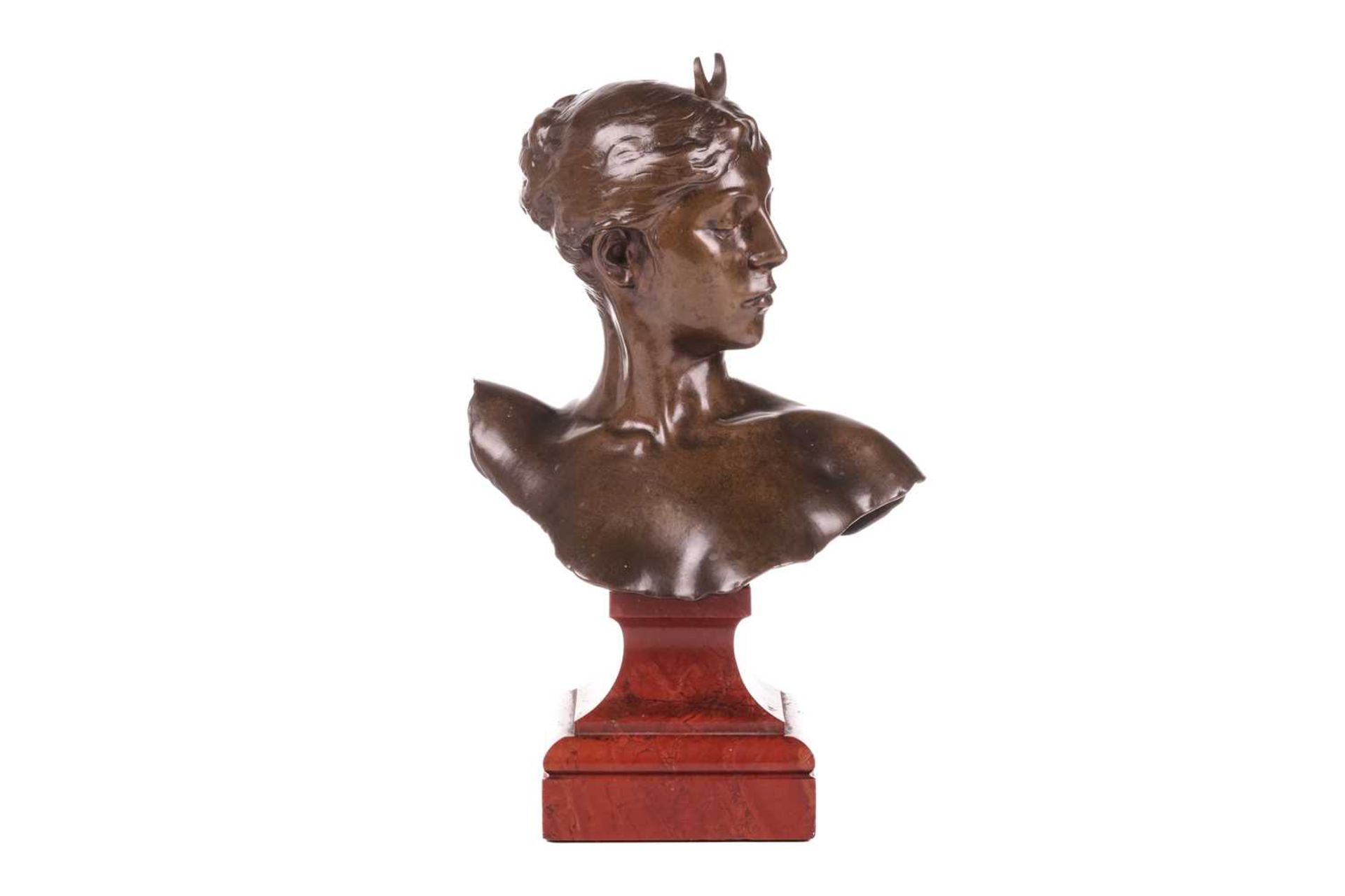 Jean Alexandre Joseph Falguière (1831-1900) French, a French bronze bust of Diana the Huntress, bear