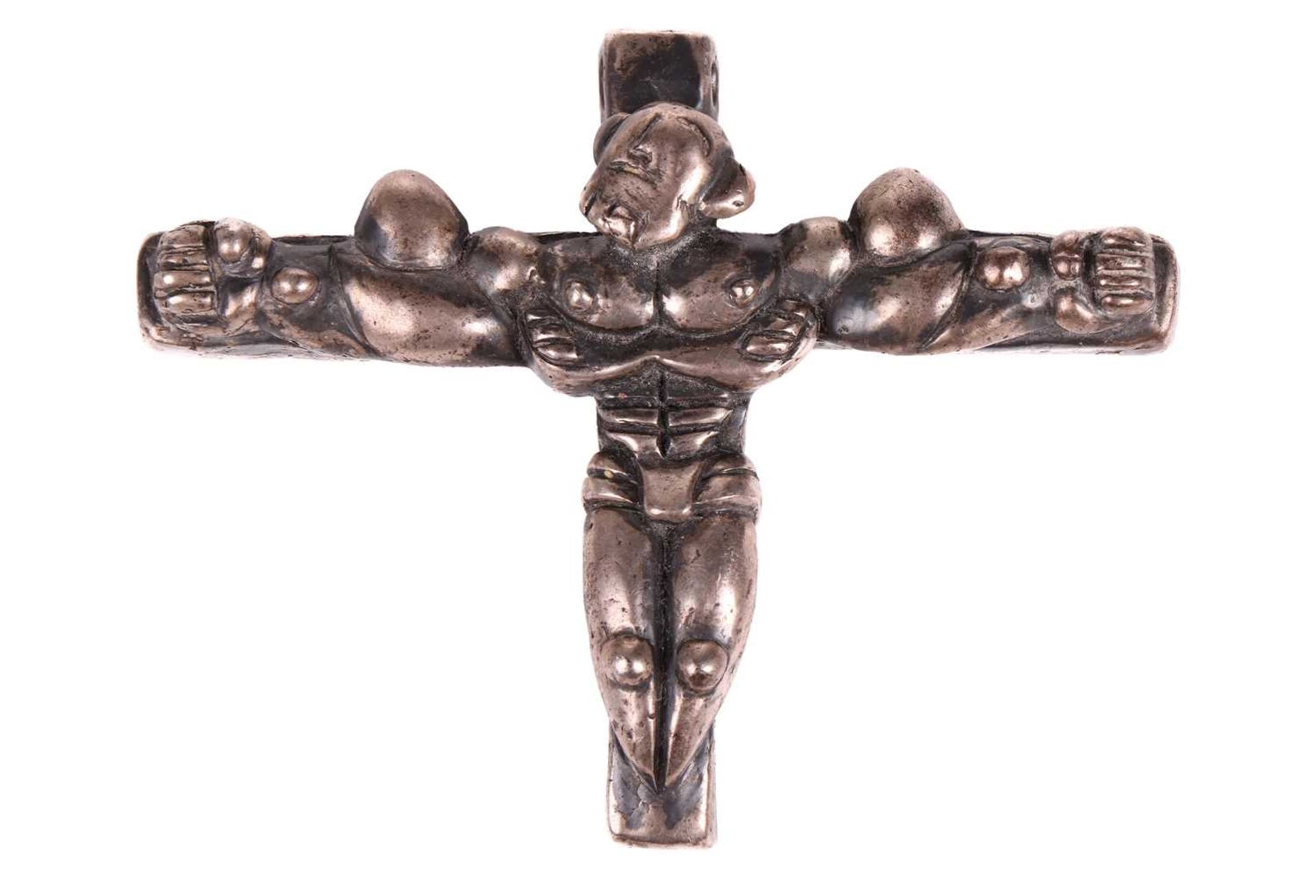 A Mykola Solonair (Contemporary Ukrainian/British) a contemporary heavy-cast silver crucifix pendant - Image 2 of 9
