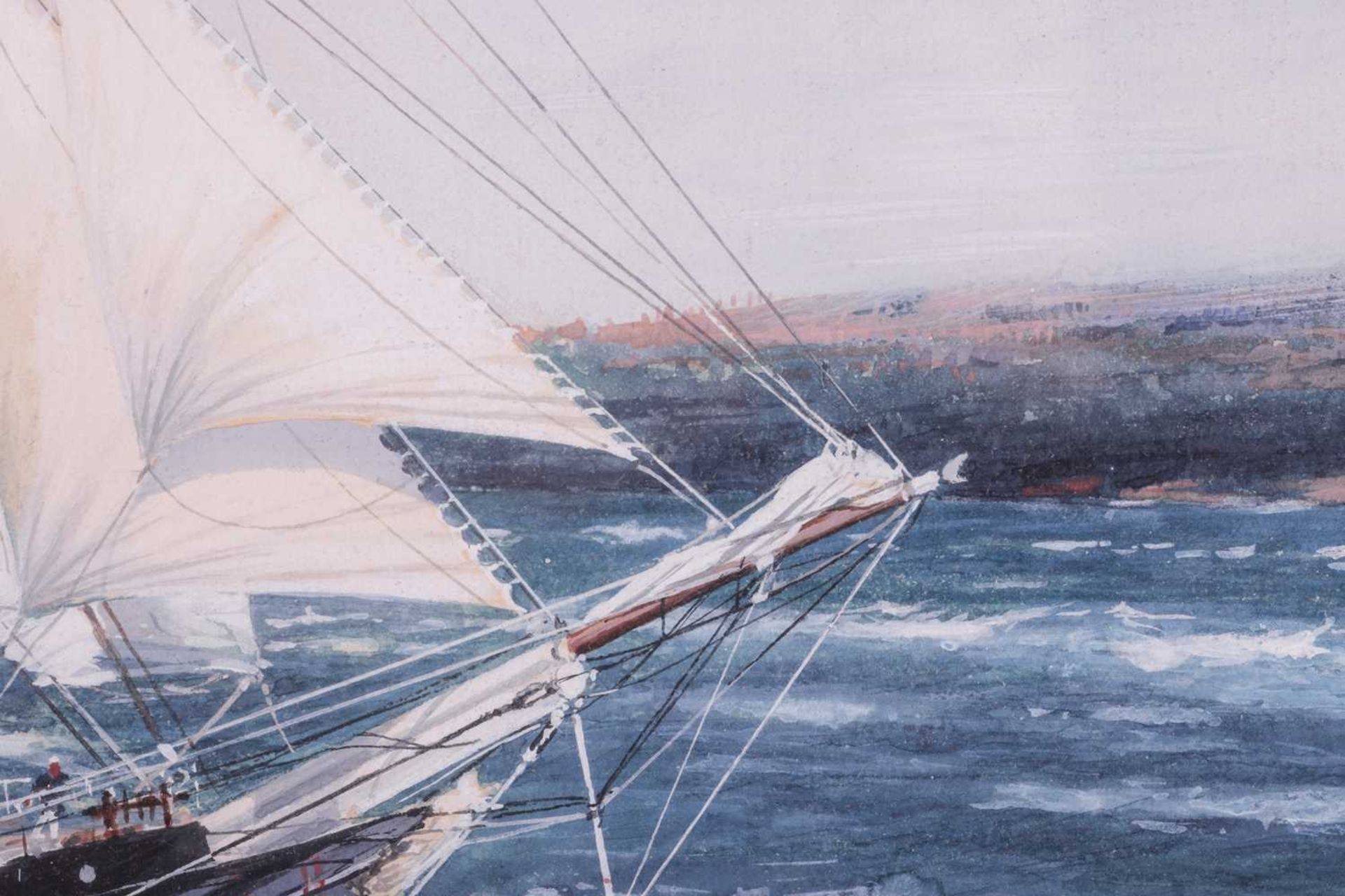 Jack Spurling (British, 1871-1933), the clipper "Port Jackson" running along a coastline with topsai - Bild 6 aus 10