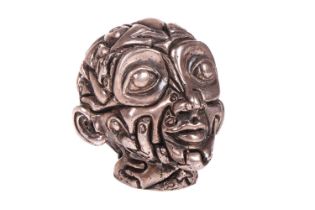 A Mykola Solonair (Contemporary Ukrainian/British) a "puzzlefaunism" a cast silver bust study ,