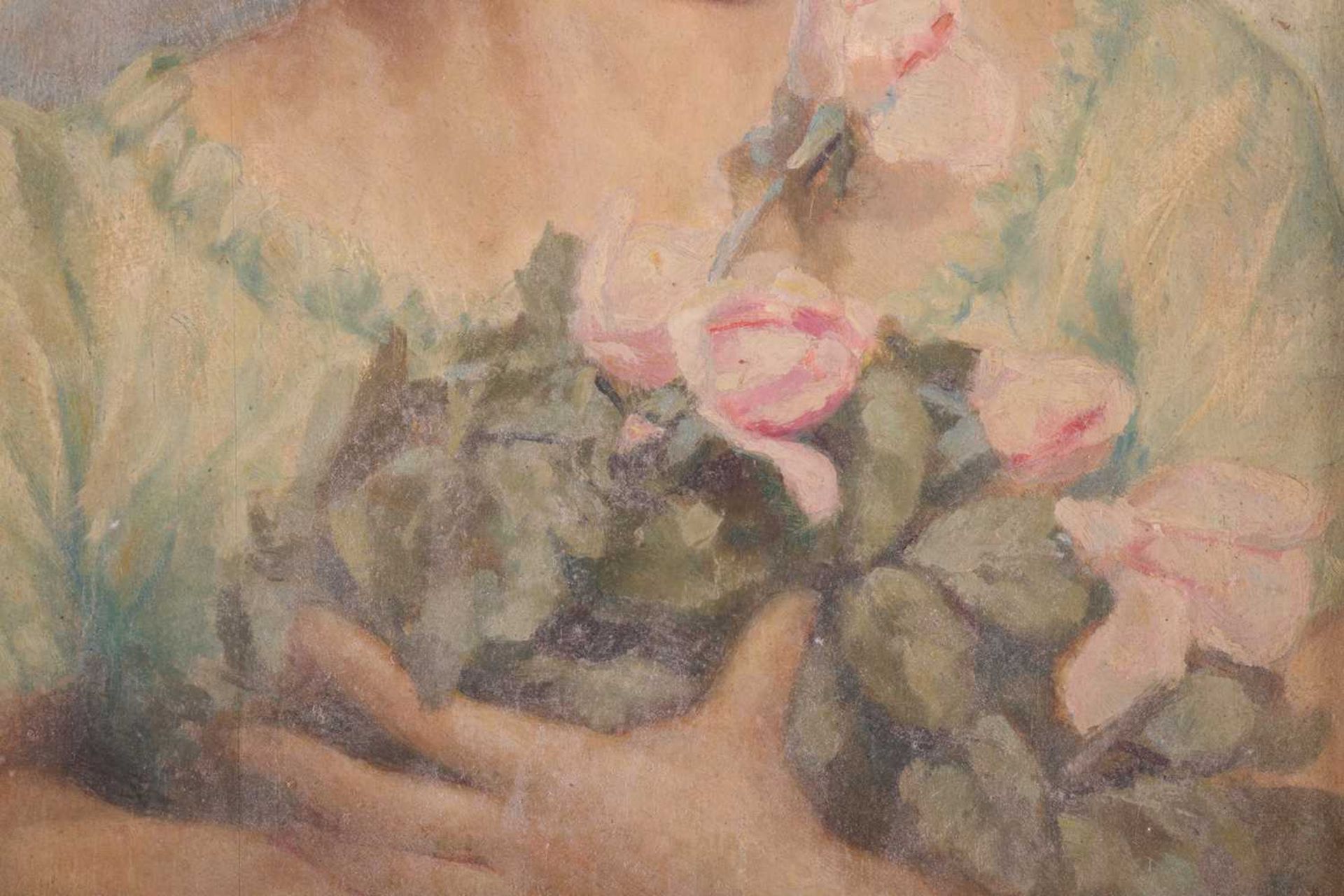 L. Palotty (Italian, 20th century), Portrait of a lady holding roses, signed 'L. Palotty Forli' (low - Bild 10 aus 10