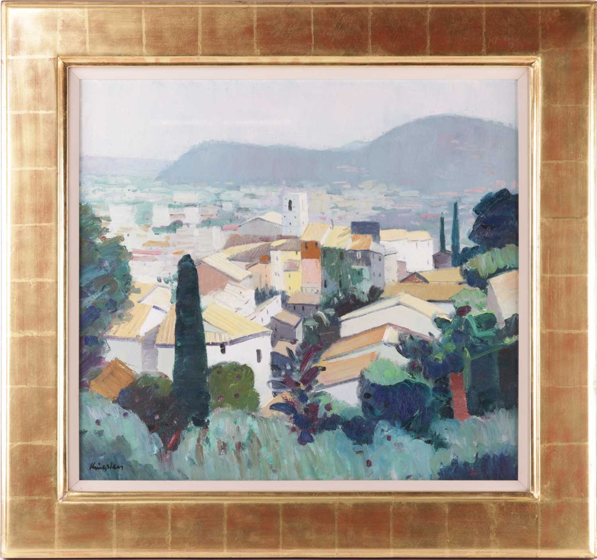 John Kingsley (b.1956), 'Dusk Hyères', signed 'Kingsley' (lower left), artist's label verso, oil on  - Image 2 of 9